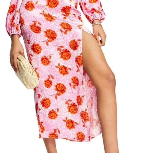 Topshop Skirts Floral Midi Skirt With Split Poshmark